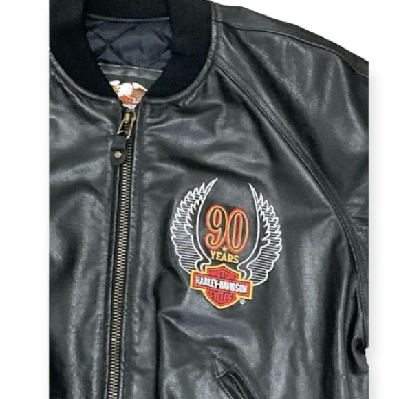 #SOLD# Harley Davidson RARE Mens 90th Anniversary embroidered bomber Jacket XL - Picture 3 of 16